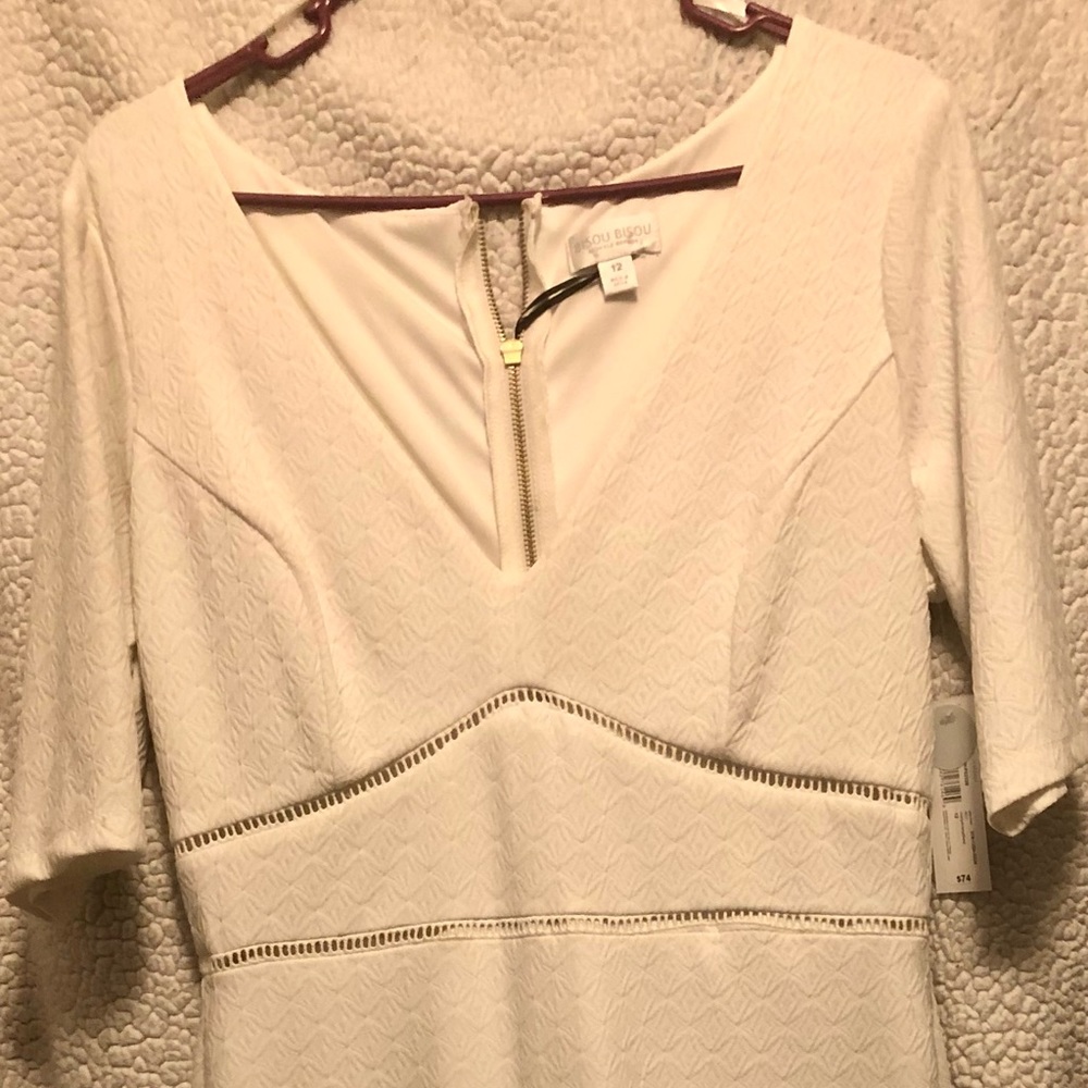 White Three-quarter sleeve dress